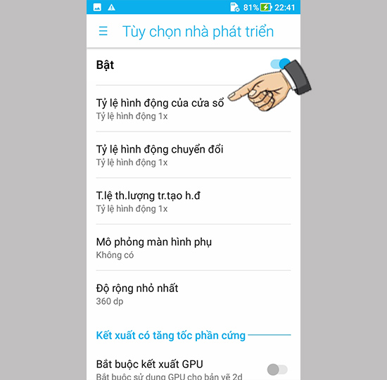Chọn tỷ lệ hình động